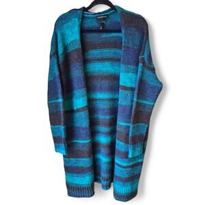 Lane Bryant Open Long Cardigan Size 18 20 Blue Premium Italian Yarn Boho Beachy